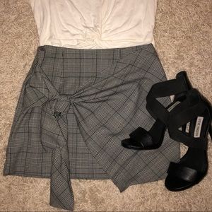 F21 Plaid Tie Front Mini Skirt